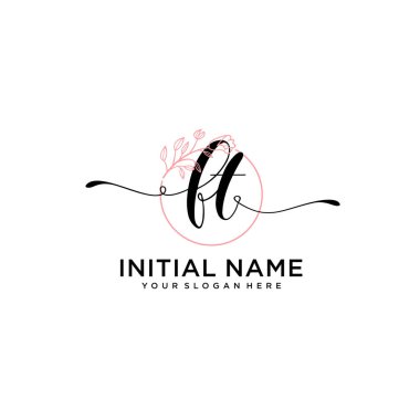 Geometrik Çerçeveli El Yazısı Çiçek Baş Logosu FT