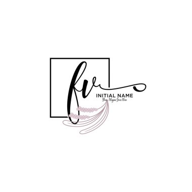Geometrik Çerçeveli El Yazısı Çiçek Baş Logosu FV