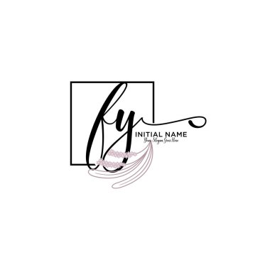 Geometrik Çerçeve ile El Yazısı Çiçek Baş Logosu