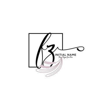 Geometrik Çerçeveli El Yazısı Çiçek Baş Logosu FZ