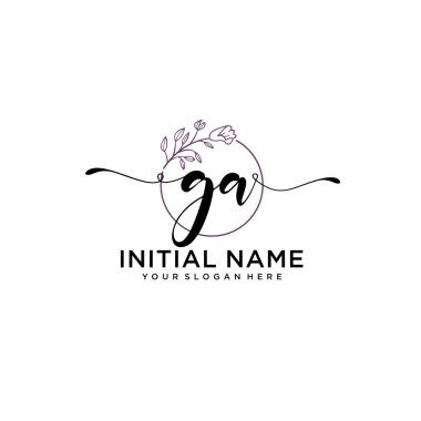 Geometrik Çerçeveli El Yazısı Çiçek Baş Logosu GA
