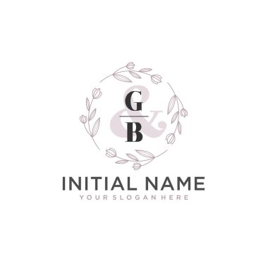 Botanik ve Geometrik Tasarımlı Çiçek Baş Logosu GB