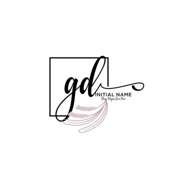 Geometrik Çerçeveli El Yazısı Çiçek Baş Logosu GD