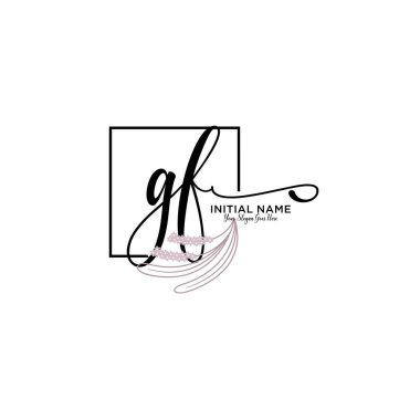 Geometrik Çerçeve ile El Yazısı Çiçek Baş Logosu GF