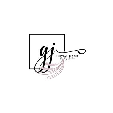 Geometrik Çerçeve ile El Yazısı Çiçek Baş Logosu GJ