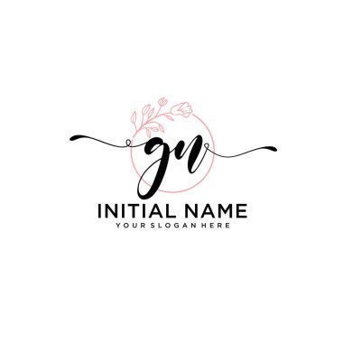 Geometrik Çerçeveli El Yazısı Çiçek Baş Logosu GN