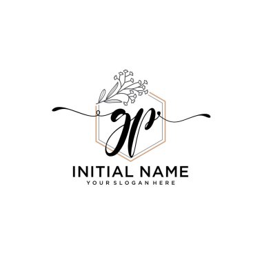 Geometrik Çerçeveli El Yazısı Çiçek Baş Logosu GP