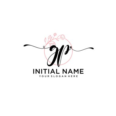 Geometrik Çerçeveli El Yazısı Çiçek Baş Logosu GP