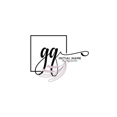 Geometrik Çerçeveli El Yazısı Çiçek Baş Logosu GQ