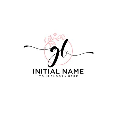 Geometrik Çerçeveli El Yazısı Çiçek Baş Logosu GT