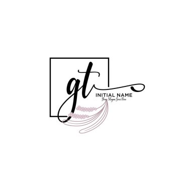 Geometrik Çerçeveli El Yazısı Çiçek Baş Logosu GT
