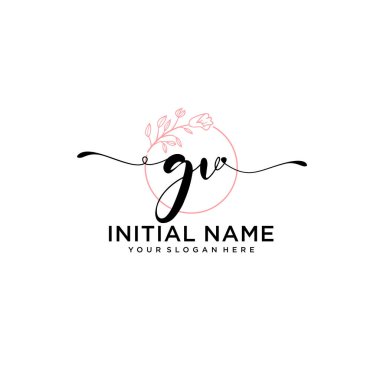 Geometrik Çerçeveli El Yazısı Çiçek Baş Logosu GV