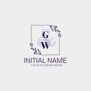 Botanik ve Geometrik Tasarımlı Çiçeksel Logo GW