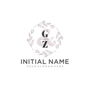 Botanik ve Geometrik Tasarımlı Çiçek Baş Logosu GZ