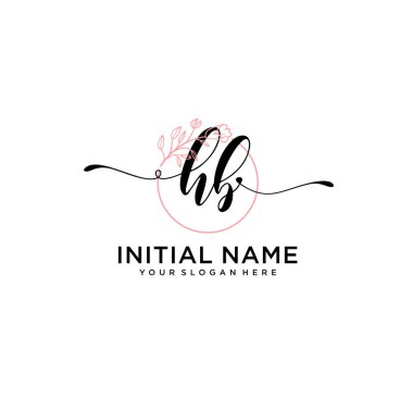 Geometrik Çerçeveli El Yazısı Çiçek Baş Logosu HB