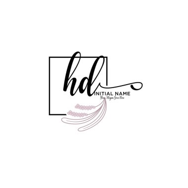 Geometrik Çerçeve ile El Yazısı Çiçek Baş Logosu HD