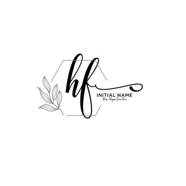 Geometrik Çerçeveli El Yazısı Çiçek Baş Logosu HF