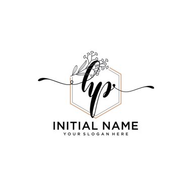 Geometrik Çerçeveli El Yazısı Çiçek Baş Logosu HP