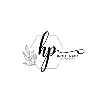 Geometrik Çerçeveli El Yazısı Çiçek Baş Logosu HP