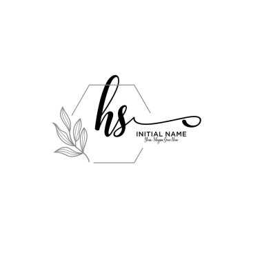 Geometrik Çerçeve ile El Yazısı Çiçek Baş Logosu HS