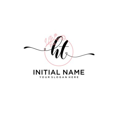 Geometrik Çerçeveli El Yazısı Çiçek Baş Logosu HT