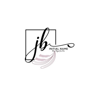 Geometrik Çerçeve ile El Yazısı Çiçek Baş Logosu JB