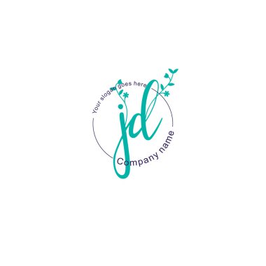 Botanik ve Geometrik Tasarımlı Çiçeksel Logo JD