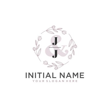 Botanik ve Geometrik Tasarımlı Çiçek Baş Logosu JJ