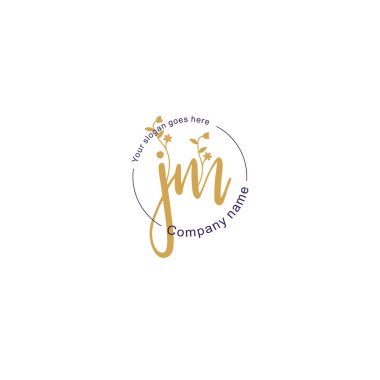 Botanik ve Geometrik Tasarımlı Çiçeksel Logo JM