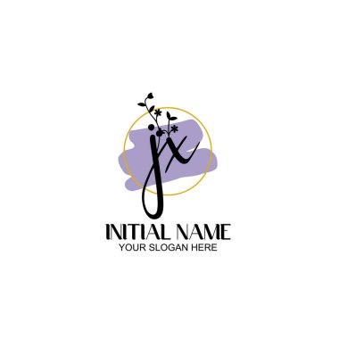 Botanik ve Geometrik Tasarımlı Çiçeksel Logo JX
