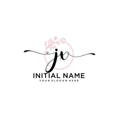 Geometrik Çerçeveli El Yazısı Çiçek Baş Logosu JX