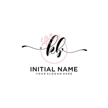 Geometrik Çerçeve ile El Yazısı Çiçek Baş Logosu KB