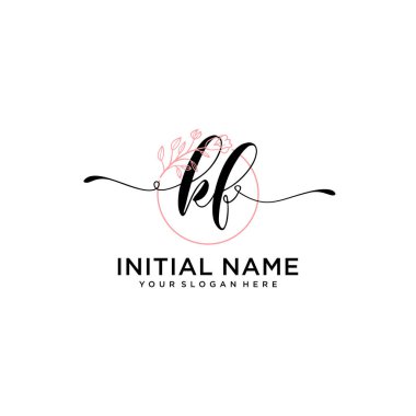 Geometrik Çerçeve ile El Yazısı Çiçek Baş Logosu KF