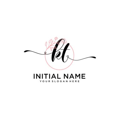 Geometrik Çerçeve ile El Yazısı Çiçek Baş Logosu KT