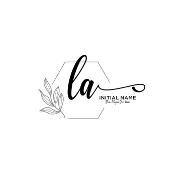 Geometrik Çerçeve ile El Yazısı: Çiçek Logosu LA