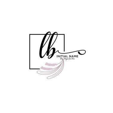 Geometrik Çerçeveli El Yazısı Çiçek Baş Logosu LB