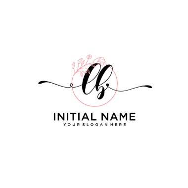Geometrik Çerçeveli El Yazısı Çiçek Baş Logosu LB