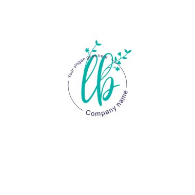 Botanik ve Geometrik Tasarımlı Çiçeksel Logo LB