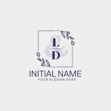 Botanik ve Geometrik Tasarımlı Çiçek Baş Logosu LD