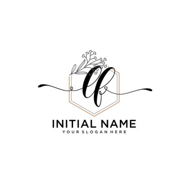 Geometrik Çerçeveli El Yazısı Çiçek Baş Logosu LF