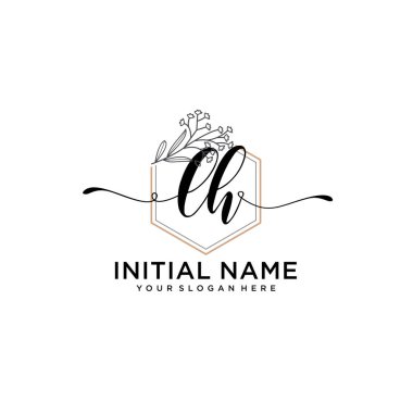Geometrik Çerçeveli El Yazısı Çiçek Baş Logosu LH