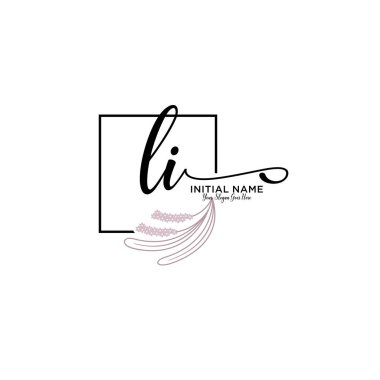 Geometrik Çerçeveli El Yazısı Çiçek Baş Logosu LI