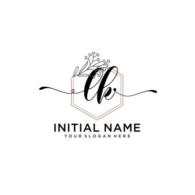 Geometrik Çerçeveli El Yazısı Çiçek Baş Logosu LK