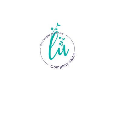 Botanik ve Geometrik Tasarımlı Çiçeksel Logo LU
