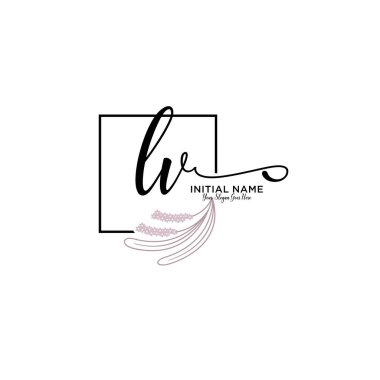 Geometrik Çerçeve ile El Yazısı Çiçek Logosu LV