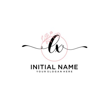 Geometrik Çerçeveli El Yazısı Çiçek Baş Logosu LX
