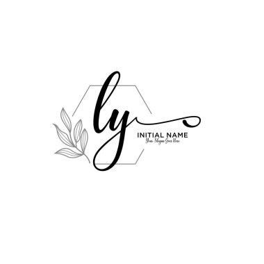 Geometrik Çerçeveli El Yazısı Çiçek Baş Logosu LY