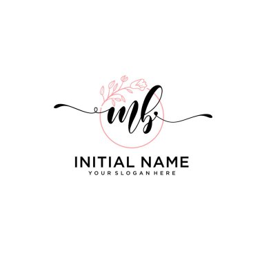 Geometrik Çerçeve ile El Yazısı Çiçek Logosu MB