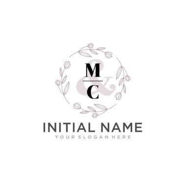 Botanik ve Geometrik Tasarımlı Çiçek Baş Logosu MC