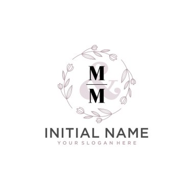 Botanik ve Geometrik Tasarımlı Çiçek Baş Logosu MM